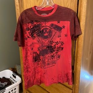 Affliction small men's tshirt. Red with black design